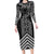 Aotearoa Taniko Pattern Family Matching Long Sleeve Bodycon Dress and Hawaiian Shirt Poutama Mix Kowhai Flowers