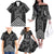 Aotearoa Taniko Pattern Family Matching Off The Shoulder Long Sleeve Dress and Hawaiian Shirt Poutama Mix Kowhai Flowers