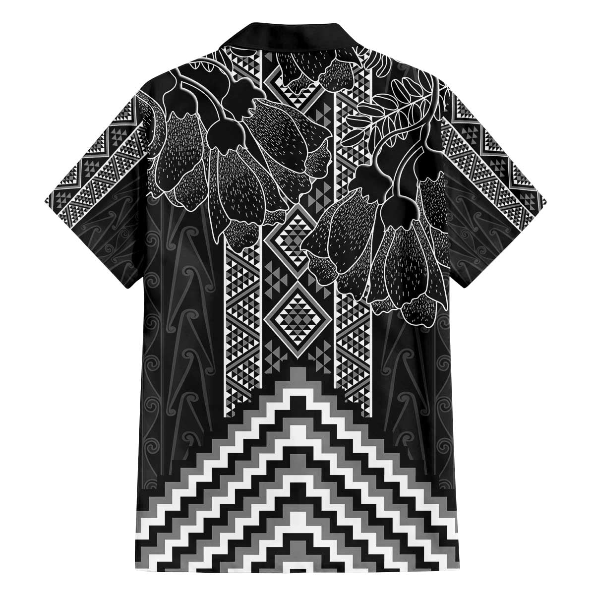 Aotearoa Taniko Pattern Family Matching Off The Shoulder Long Sleeve Dress and Hawaiian Shirt Poutama Mix Kowhai Flowers