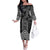 Aotearoa Taniko Pattern Family Matching Off The Shoulder Long Sleeve Dress and Hawaiian Shirt Poutama Mix Kowhai Flowers