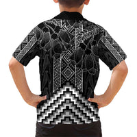 Aotearoa Taniko Pattern Family Matching Short Sleeve Bodycon Dress and Hawaiian Shirt Poutama Mix Kowhai Flowers LT7 - Polynesian Pride