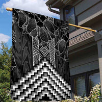 Aotearoa Taniko Pattern Garden Flag Poutama Mix Kowhai Flowers LT7 - Polynesian Pride