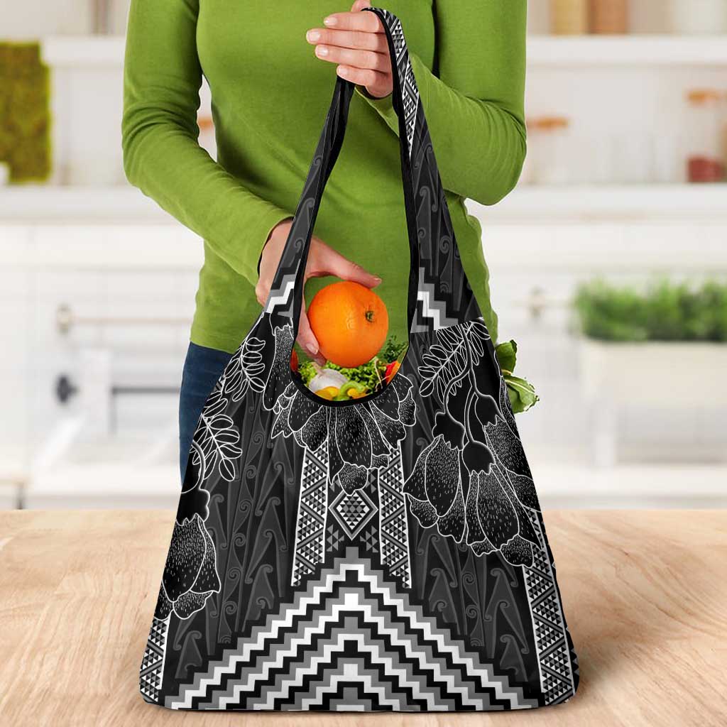 Aotearoa Taniko Pattern Grocery Bag Poutama Mix Kowhai Flowers