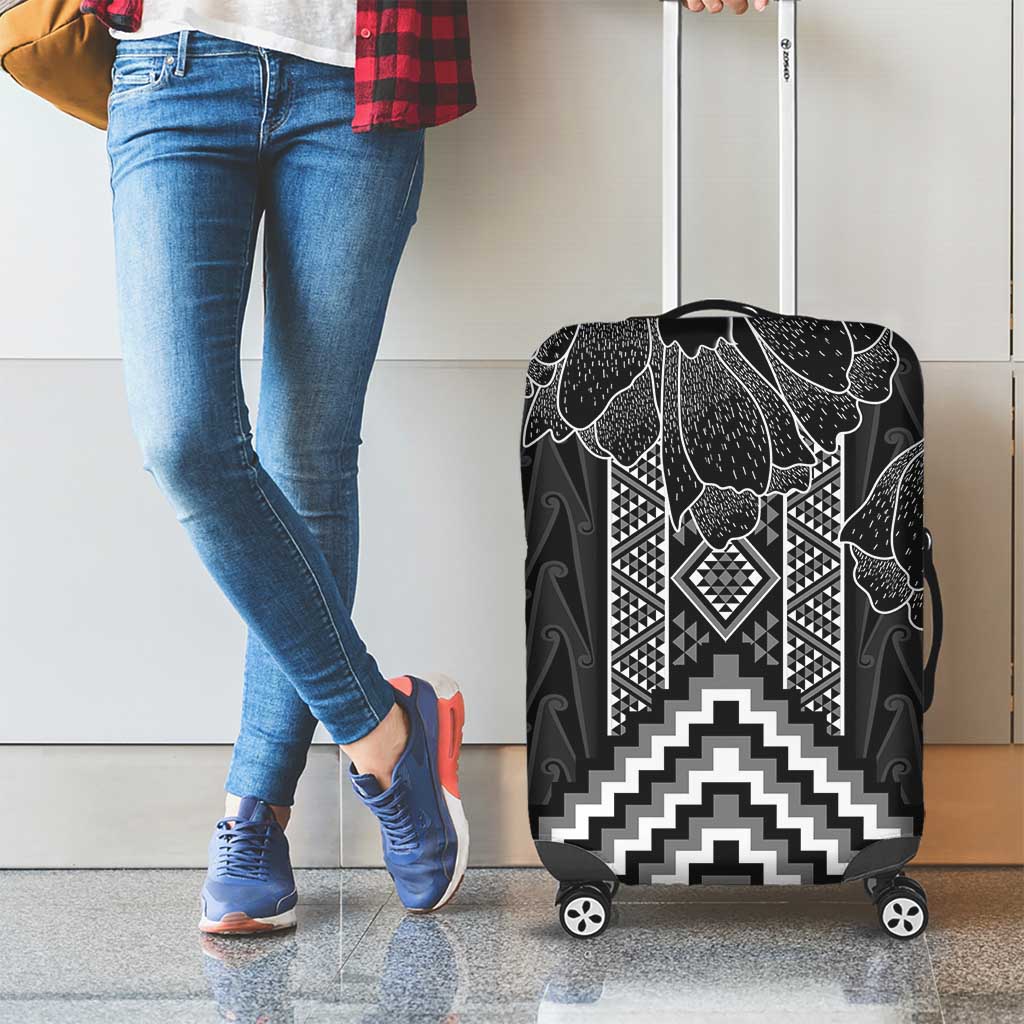 Aotearoa Taniko Pattern Luggage Cover Poutama Mix Kowhai Flowers LT7 - Polynesian Pride