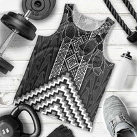 Aotearoa Taniko Pattern Men Tank Top Poutama Mix Kowhai Flowers