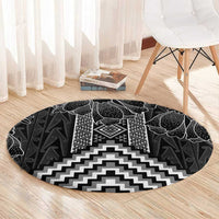 Aotearoa Taniko Pattern Round Carpet Poutama Mix Kowhai Flowers LT7 - Polynesian Pride
