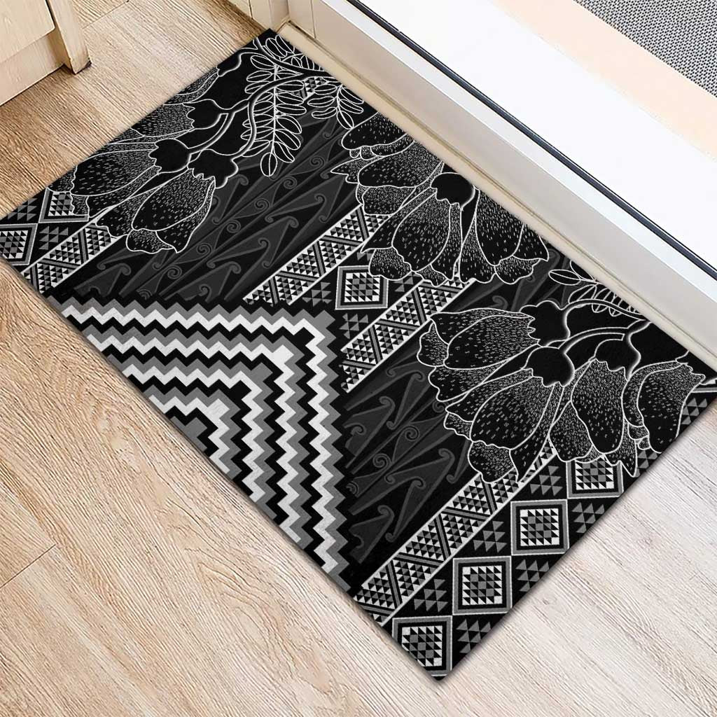 Aotearoa Taniko Pattern Rubber Doormat Poutama Mix Kowhai Flowers LT7 - Polynesian Pride