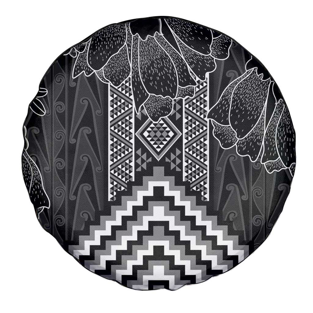 Aotearoa Taniko Pattern Spare Tire Cover Poutama Mix Kowhai Flowers LT7 - Polynesian Pride
