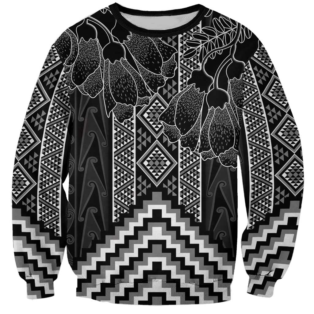 Aotearoa Taniko Pattern Sweatshirt Poutama Mix Kowhai Flowers
