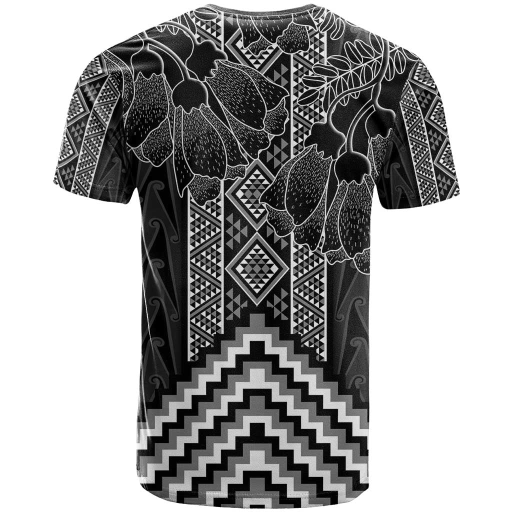 Aotearoa Taniko Pattern T Shirt Poutama Mix Kowhai Flowers