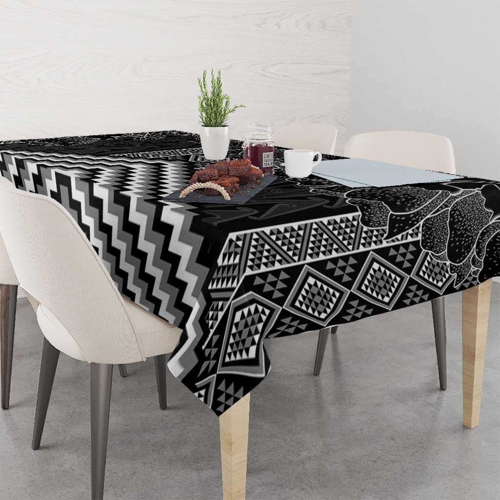 Aotearoa Taniko Pattern Tablecloth Poutama Mix Kowhai Flowers