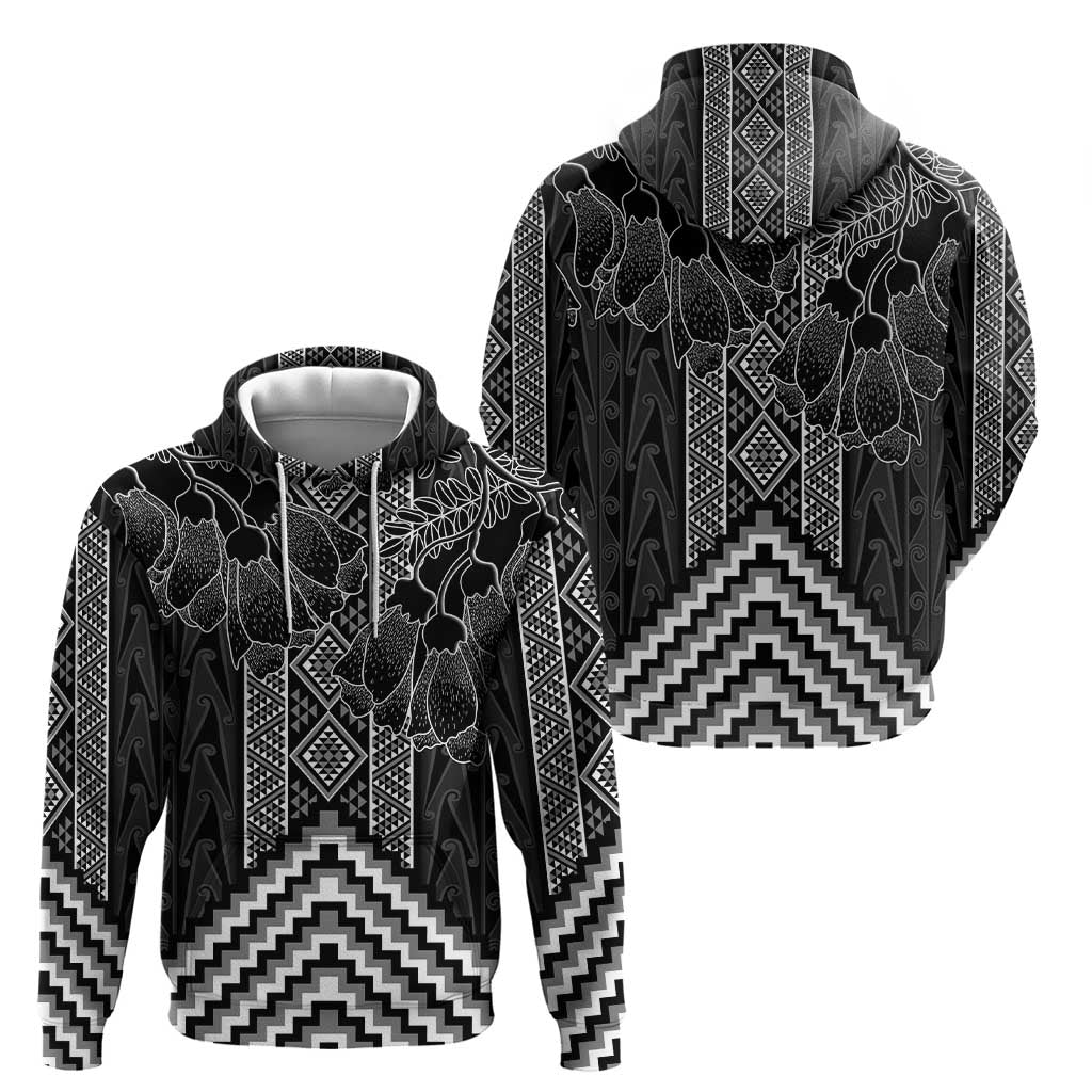 Aotearoa Taniko Pattern Zip Hoodie Poutama Mix Kowhai Flowers LT7 - Polynesian Pride