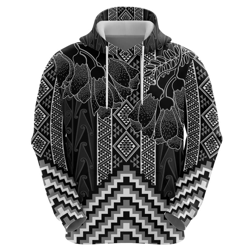 Aotearoa Taniko Pattern Zip Hoodie Poutama Mix Kowhai Flowers LT7 - Polynesian Pride