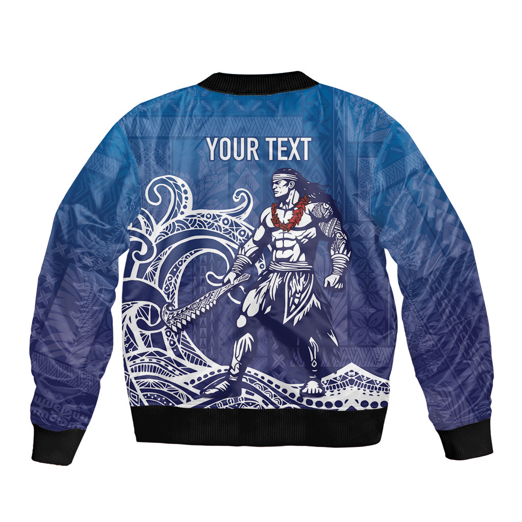 Samoa Manuia le Aso Tuto'atasi Siapo Motif Bomber Jacket Warrior with Nifo Oti LT7 - Polynesian Pride