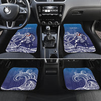 Samoa Manuia le Aso Tuto'atasi Siapo Motif Car Mats Warrior with Nifo Oti LT7 Set 4pcs Blue - Polynesian Pride