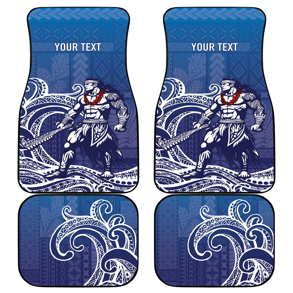 Samoa Manuia le Aso Tuto'atasi Siapo Motif Car Mats Warrior with Nifo Oti LT7 - Polynesian Pride
