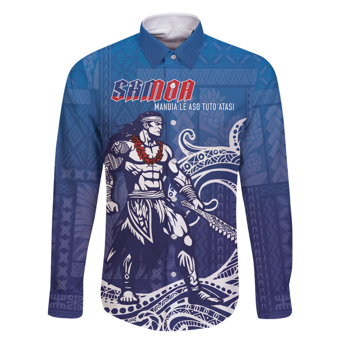 Samoa Manuia le Aso Tuto'atasi Siapo Motif Family Matching Off Shoulder Short Dress and Hawaiian Shirt Warrior with Nifo Oti