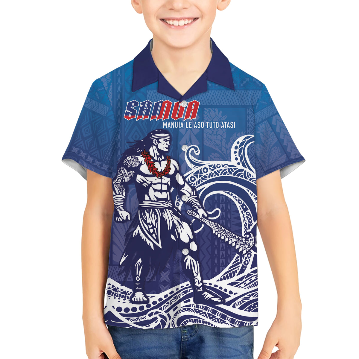 Samoa Manuia le Aso Tuto'atasi Siapo Motif Hawaiian Shirt Warrior with Nifo Oti