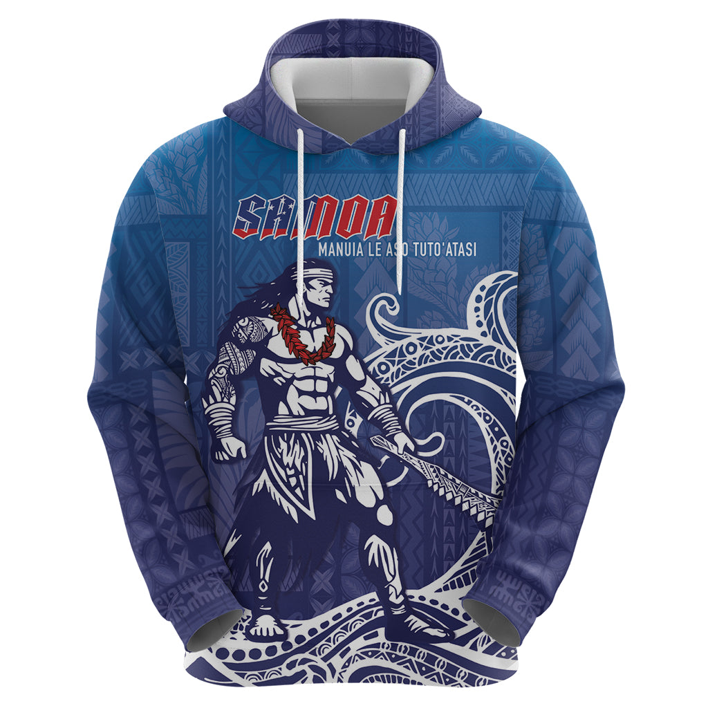 Samoa Manuia le Aso Tuto'atasi Siapo Motif Hoodie Warrior with Nifo Oti LT7 - Polynesian Pride