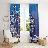 Samoa Manuia le Aso Tuto'atasi Siapo Motif Window Curtain Warrior with Nifo Oti LT7 - Polynesian Pride