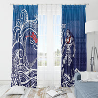 Samoa Manuia le Aso Tuto'atasi Siapo Motif Window Curtain Warrior with Nifo Oti LT7 - Polynesian Pride