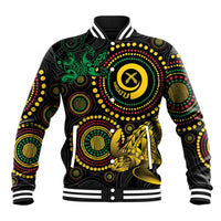 Vanuatu Personalized Aboriginal Arts Baseball Jacket Turtle and Iguana Special - Polynesian Pride