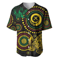 Vanuatu Personalized Aboriginal Arts Baseball Jersey Turtle and Iguana Special - Polynesian Pride
