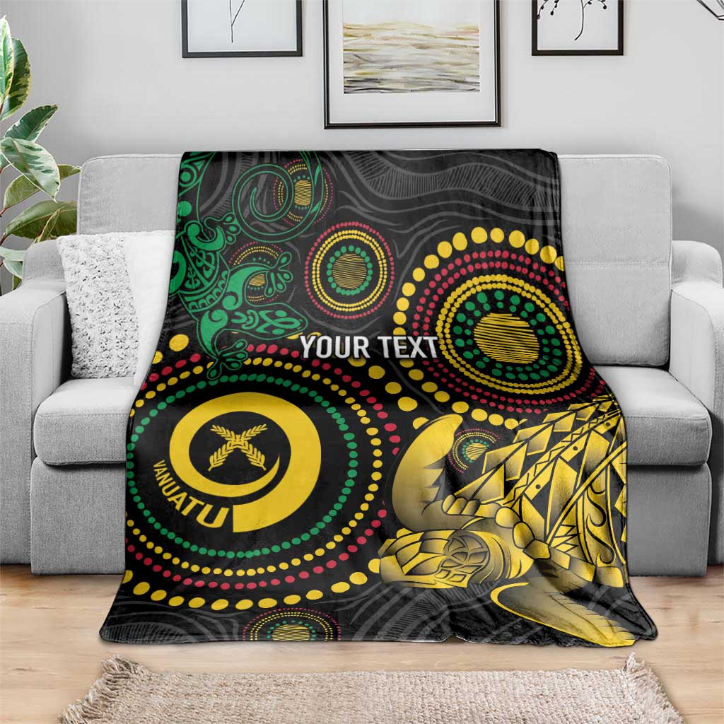 Vanuatu Personalized Aboriginal Arts Blanket Turtle and Iguana Special - Polynesian Pride