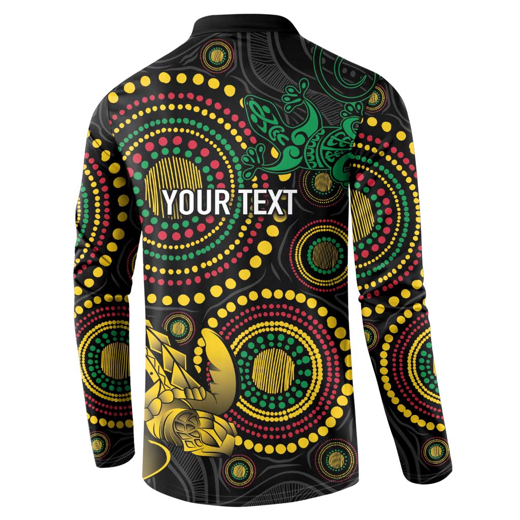 Vanuatu Personalized Aboriginal Arts Button Sweatshirt Turtle and Iguana Special - Polynesian Pride