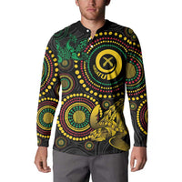 Vanuatu Personalized Aboriginal Arts Button Sweatshirt Turtle and Iguana Special - Polynesian Pride