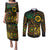 Vanuatu Personalized Aboriginal Arts Couples Matching Puletasi and Long Sleeve Button Shirt Turtle and Iguana Special - Polynesian Pride
