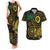 Vanuatu Personalized Aboriginal Arts Couples Matching Tank Maxi Dress and Hawaiian Shirt Turtle and Iguana Special - Polynesian Pride