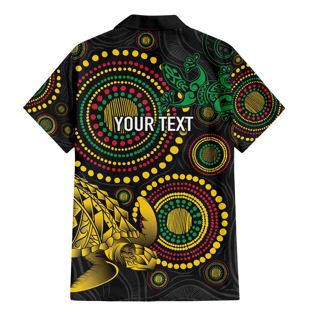 Vanuatu Personalized Aboriginal Arts Family Matching Mermaid Dress and Hawaiian Shirt Turtle and Iguana Special - Polynesian Pride