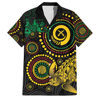 Vanuatu Personalized Aboriginal Arts Family Matching Off Shoulder Maxi Dress and Hawaiian Shirt Turtle and Iguana Special - Polynesian Pride