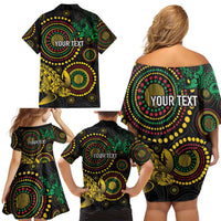 Vanuatu Personalized Aboriginal Arts Family Matching Off Shoulder Short Dress and Hawaiian Shirt Turtle and Iguana Special - Polynesian Pride