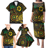 Vanuatu Personalized Aboriginal Arts Family Matching Puletasi and Hawaiian Shirt Turtle and Iguana Special - Polynesian Pride