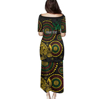 Vanuatu Personalized Aboriginal Arts Family Matching Puletasi and Hawaiian Shirt Turtle and Iguana Special - Polynesian Pride