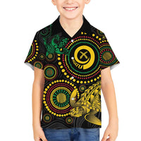 Vanuatu Personalized Aboriginal Arts Family Matching Short Sleeve Bodycon Dress and Hawaiian Shirt Turtle and Iguana Special - Polynesian Pride