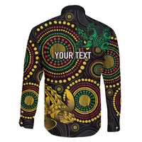 Vanuatu Personalized Aboriginal Arts Family Matching Tank Maxi Dress and Hawaiian Shirt Turtle and Iguana Special - Polynesian Pride