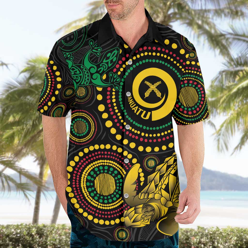 Vanuatu Personalized Aboriginal Arts Hawaiian Shirt Turtle and Iguana Special - Polynesian Pride