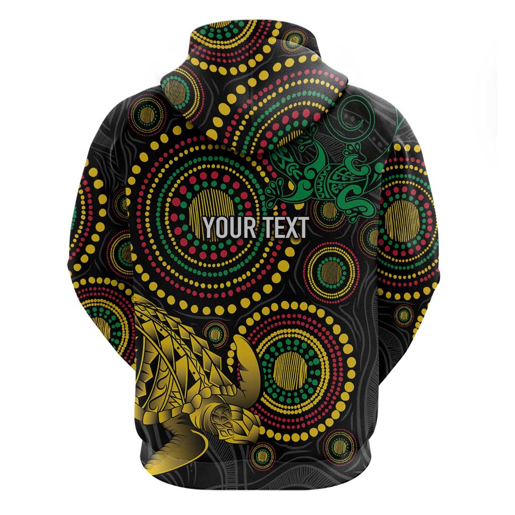 Vanuatu Personalized Aboriginal Arts Hoodie Turtle and Iguana Special - Polynesian Pride
