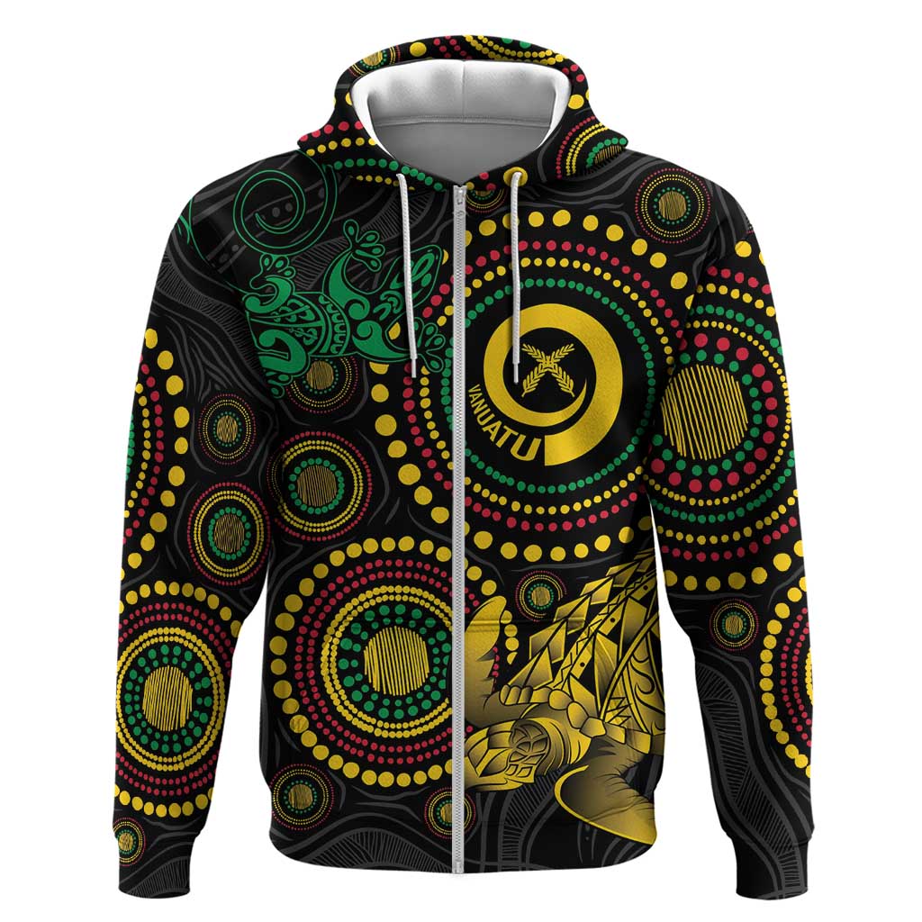 Vanuatu Personalized Aboriginal Arts Hoodie Turtle and Iguana Special - Polynesian Pride