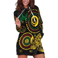 Vanuatu Personalized Aboriginal Arts Hoodie Dress Turtle and Iguana Special - Polynesian Pride