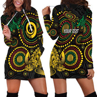 Vanuatu Personalized Aboriginal Arts Hoodie Dress Turtle and Iguana Special - Polynesian Pride