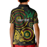 Vanuatu Personalized Aboriginal Arts Kid Polo Shirt Turtle and Iguana Special - Polynesian Pride