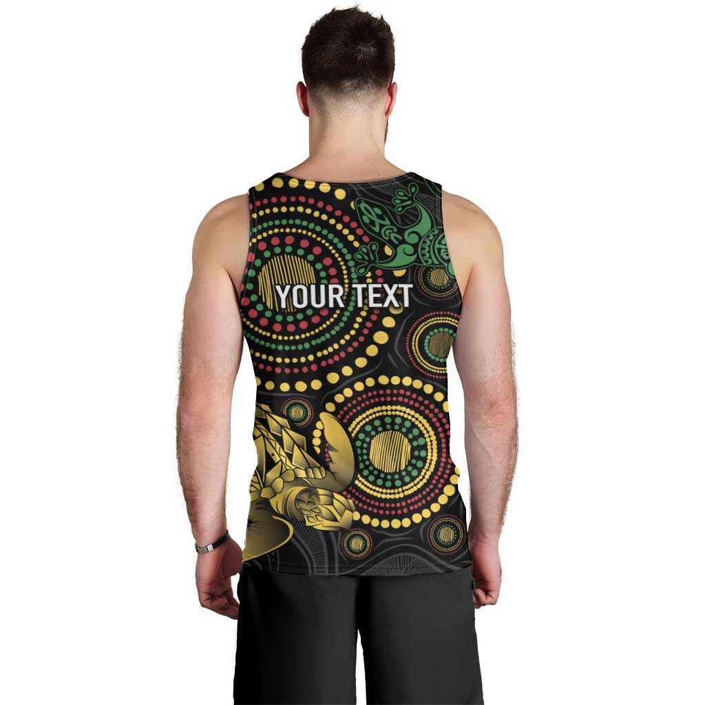 Vanuatu Personalized Aboriginal Arts Men Tank Top Turtle and Iguana Special - Polynesian Pride