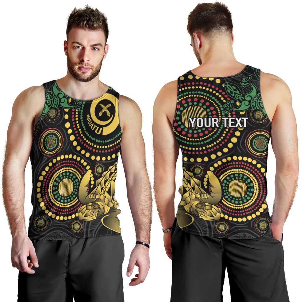 Vanuatu Personalized Aboriginal Arts Men Tank Top Turtle and Iguana Special - Polynesian Pride
