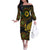 Vanuatu Personalized Aboriginal Arts Off The Shoulder Long Sleeve Dress Turtle and Iguana Special - Polynesian Pride