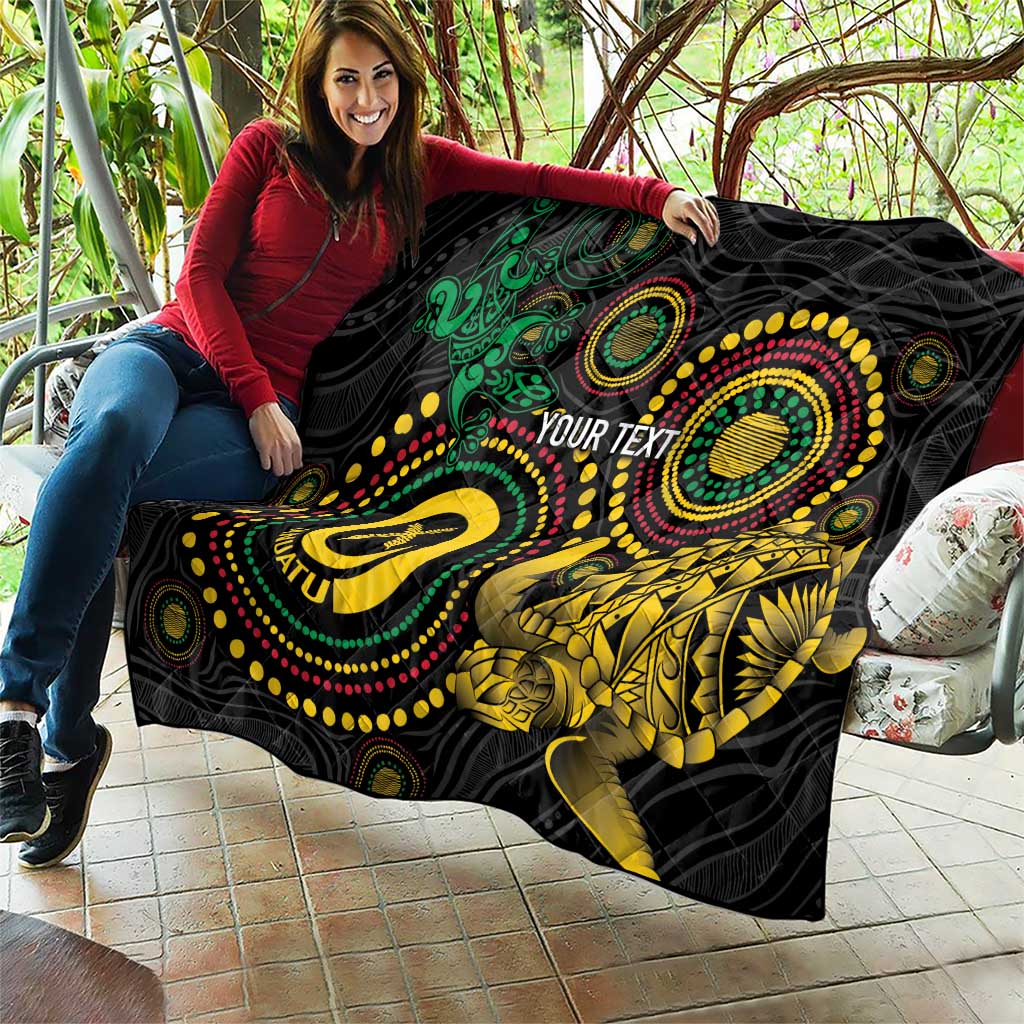 Vanuatu Personalized Aboriginal Arts Quilt Turtle and Iguana Special - Polynesian Pride