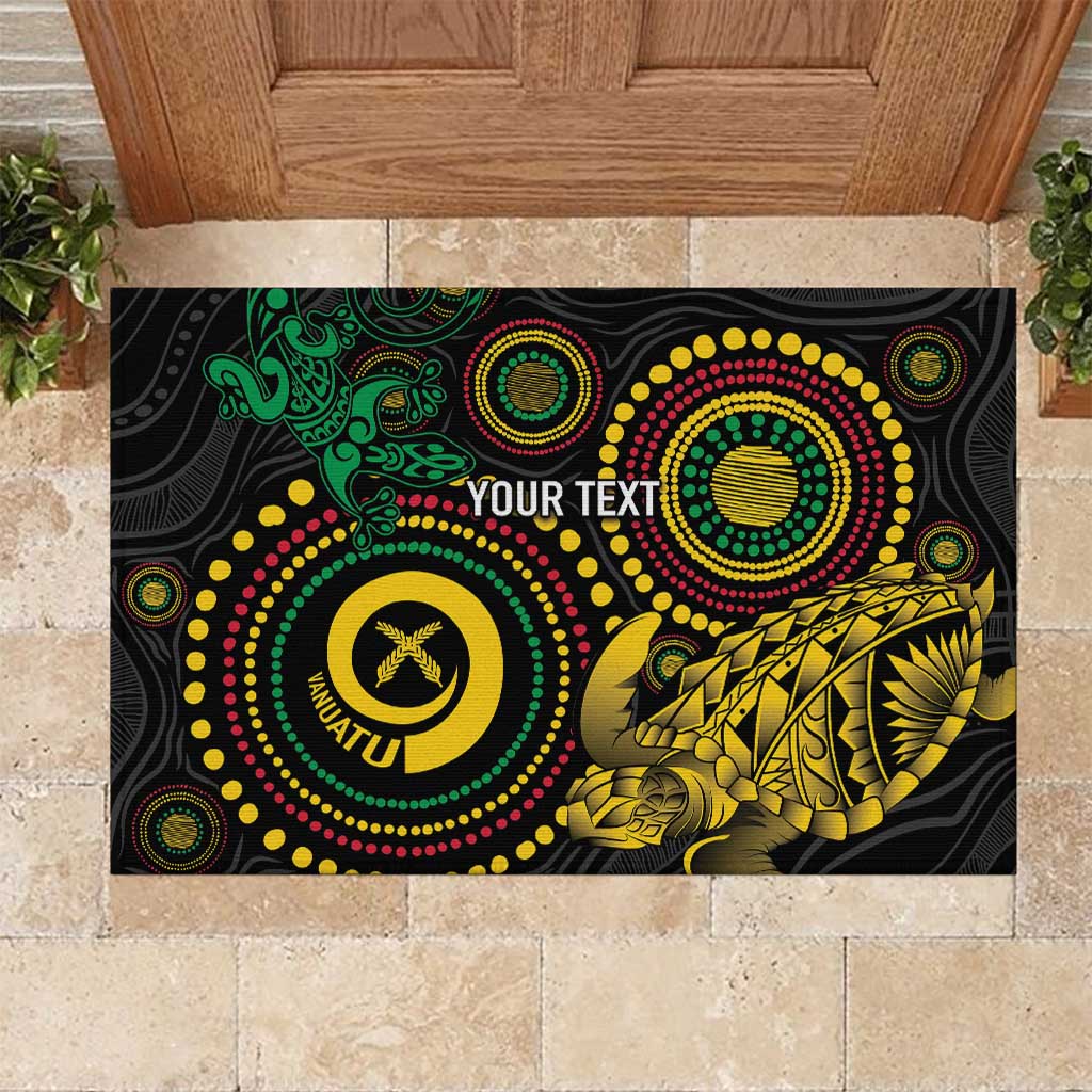 Vanuatu Personalized Aboriginal Arts Rubber Doormat Turtle and Iguana Special - Polynesian Pride